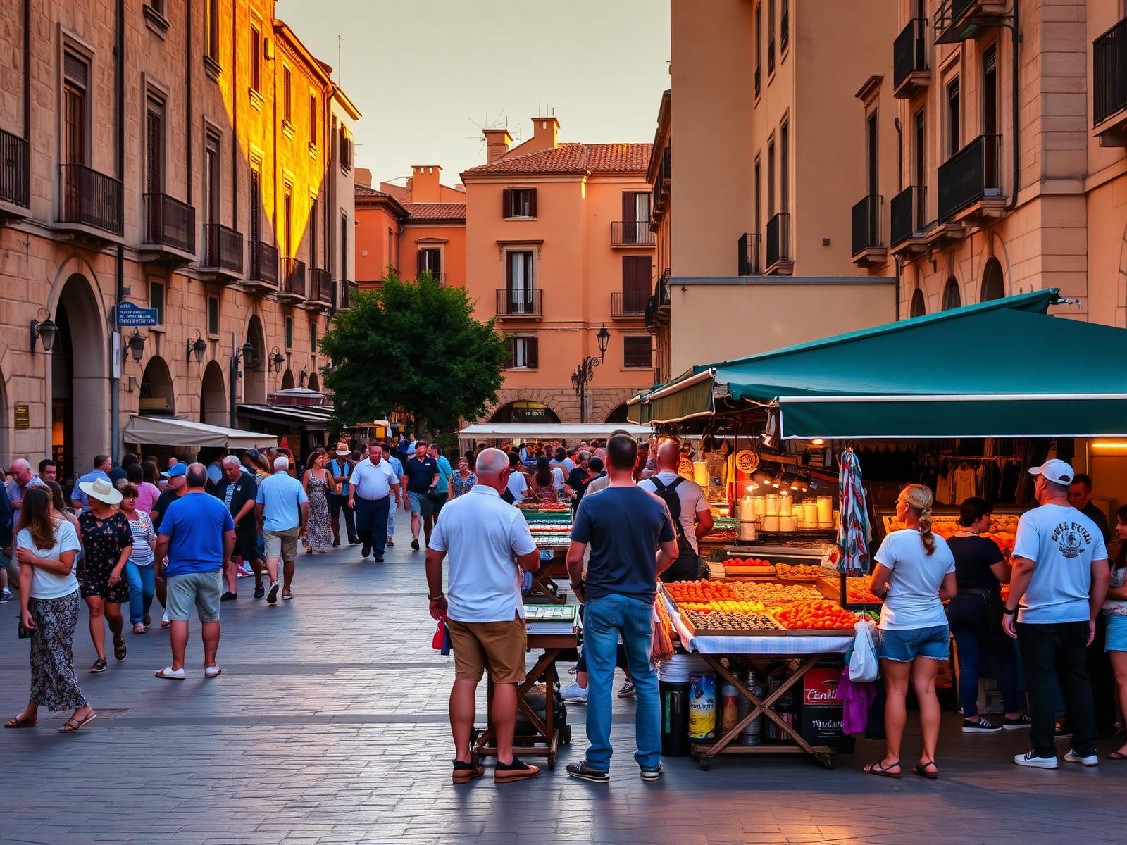 People gathered in a Palma market square